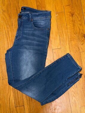 1822 Denim Womens Size 14 Skinny Ankle Jeans Medium Wash Stretch Zip Hem 25.5 In